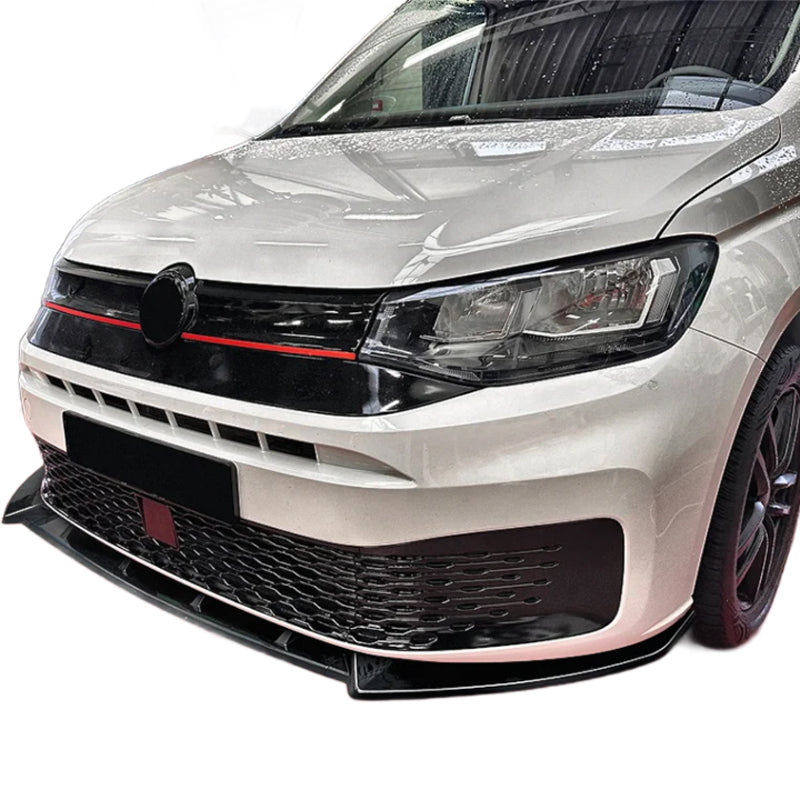 AutoStyle Dokładka przedniego spoilera pasująca do Volkswagen Caddy V 2020- (błyszcząca czarna ABS)