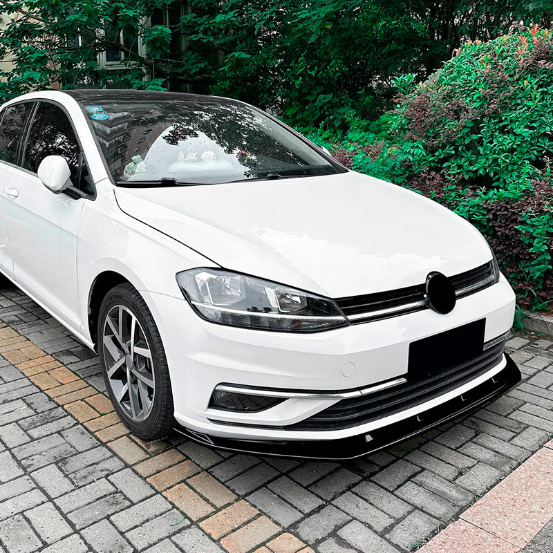 AutoStyle, přední spoiler, lesklá černá ABS, 3-dílný, pasuje na Volkswagen Golf VII (7.5) (2017-2019) bez GTi/GTD/R/R-Line