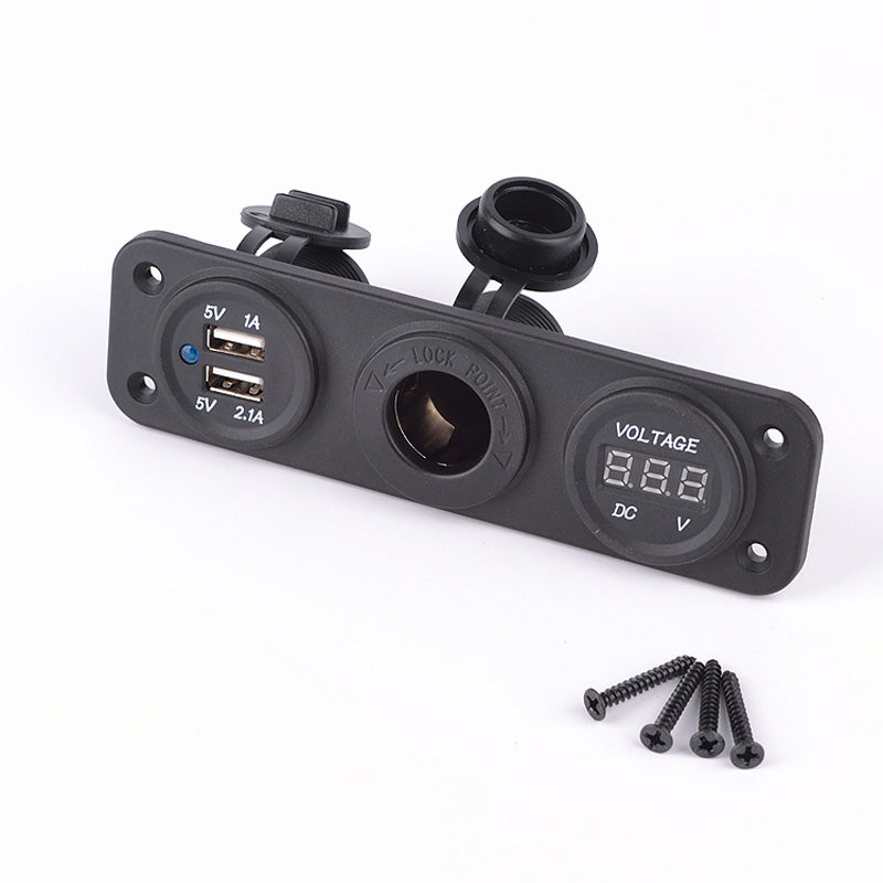 AutoStyle, adapter USB 3 w 1 z woltomierzem i gniazdem zapalniczki - wodoodporny - 12V-24V