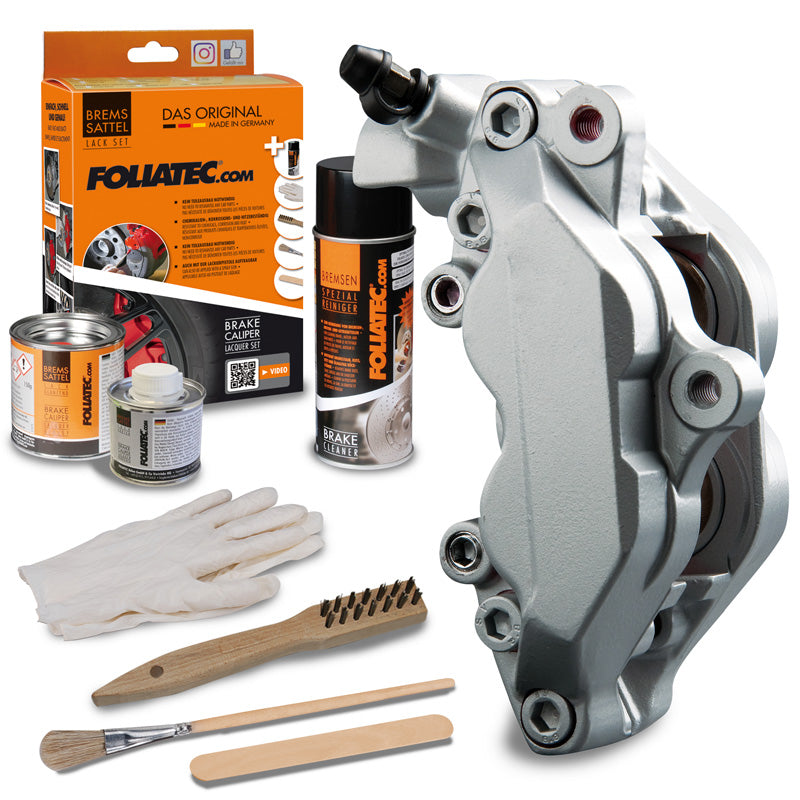 Foliatec, Brake caliper paint,- stratos silver metallic - 3 Components