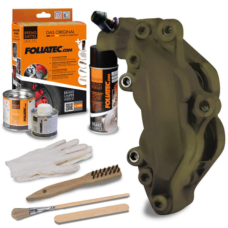 Foliatec, lakování brzdových třmenů,- Combat green matná - 3 komponenty