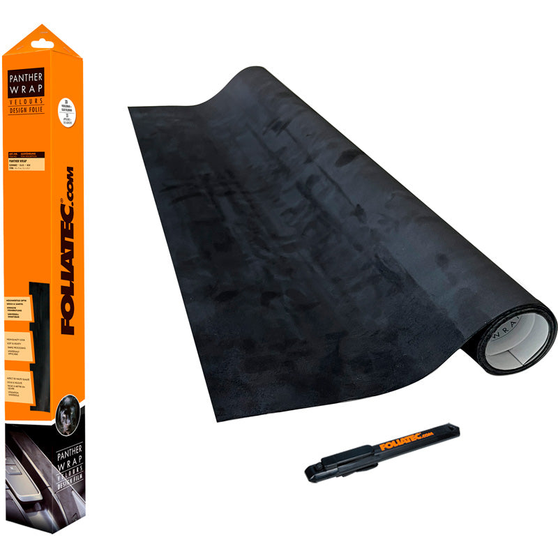 Foliatec, Pellicola Design per cruscotto Panther, effetto camoscio, nero, 75x140cm