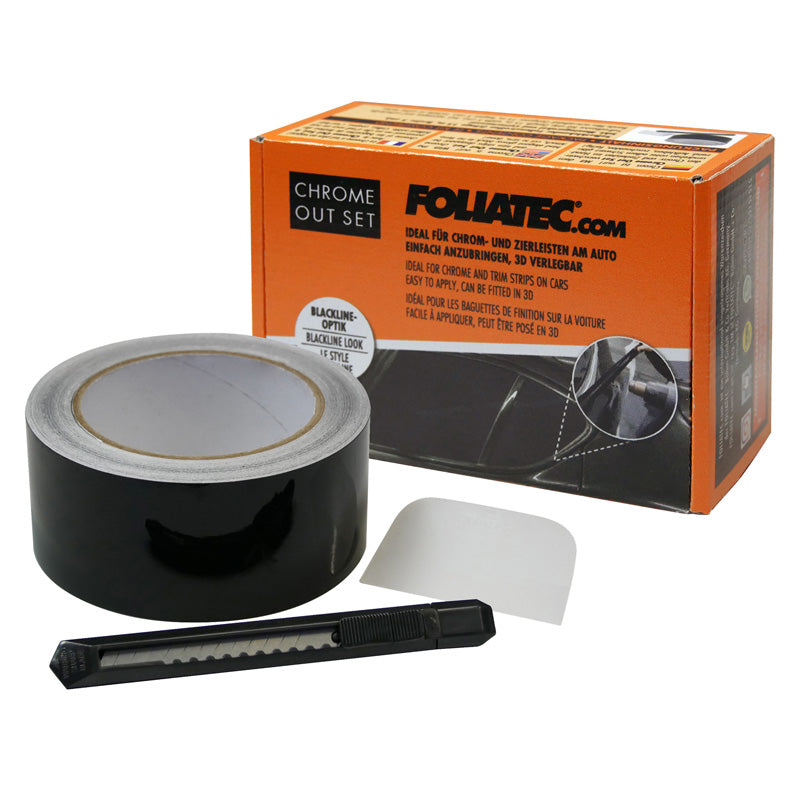 Foliatec 'Chrome Out' Set nero lucido - striscia pellicola 5 cm x 15 m