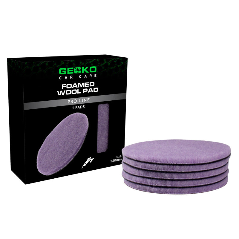 Gecko, Foamed Wool Pads, 140mm, 5-pak, skuteczne polerowanie twardych powierzchni