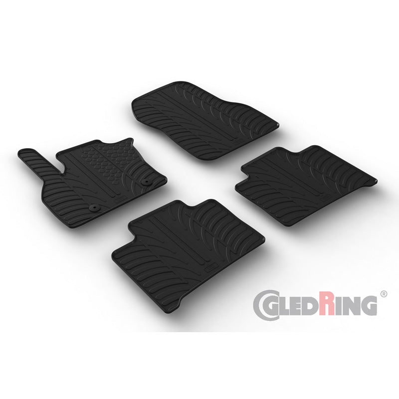 Gledring, Tappetini in gomma, adatti a Renault Zoe I 2012-2019 & II 2019- (profilo T 4 pezzi + clip)