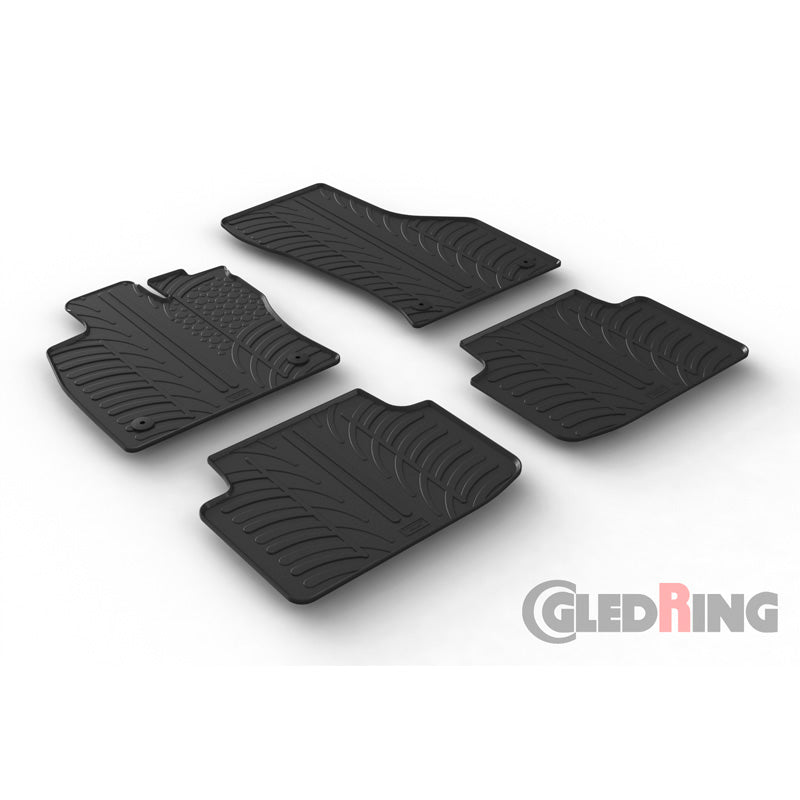 Gledring, Tappetini in gomma, adatti a Volkswagen Passat 3G Sedan/Variant 2014-2023 (profilo T 4 pezzi + clip)