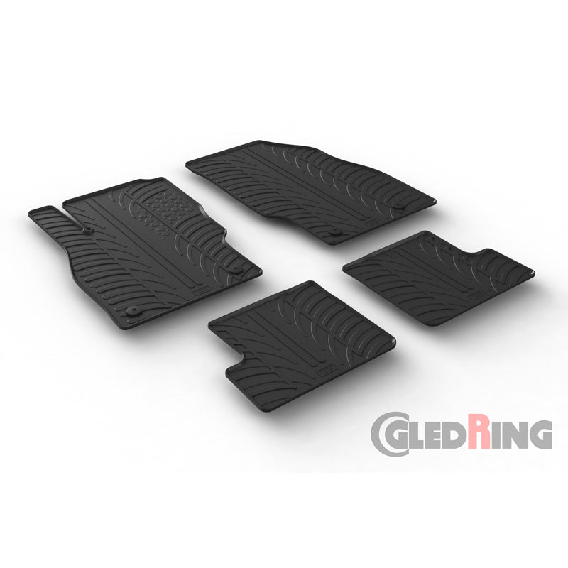 Gledring, alfombrillas de goma, compatible con Opel Adam 2013- (perfil T 4 piezas + clips)