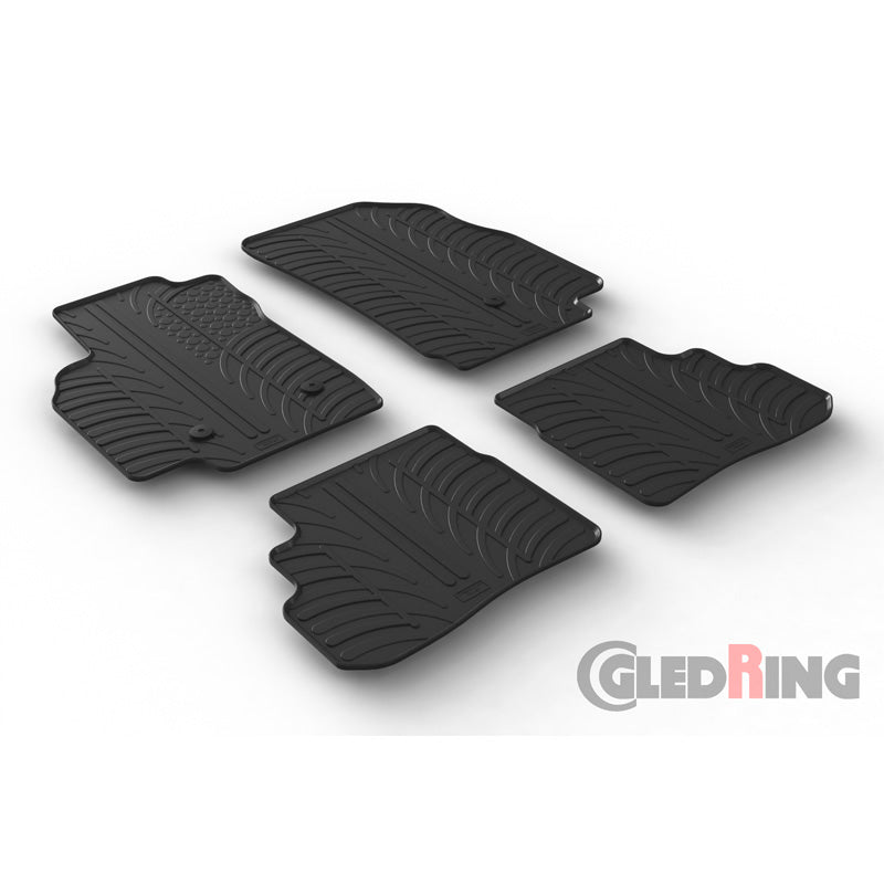 Gledring, tappetini in gomma, compatibile con Opel Karl 8/2015- (profilo T 4 pezzi + clip)