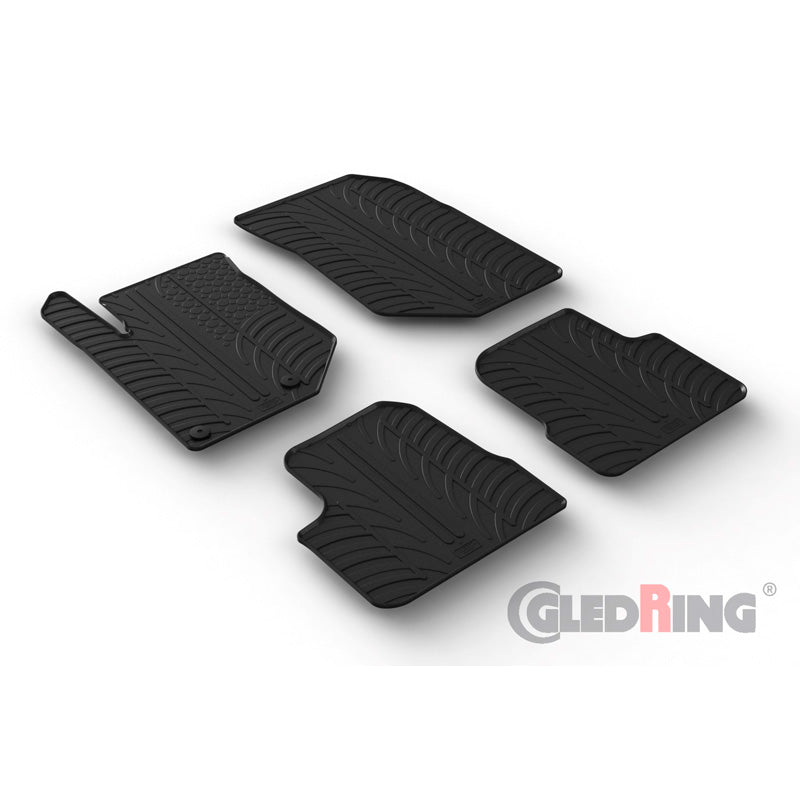 Gledring, tappetini in gomma, adatti a Peugeot 208 II 2019- / 2008 II 2020- & Opel Corsa F 2019- / Mokka 2020- escl. Electric (profilo T 4 pezzi + clip)
