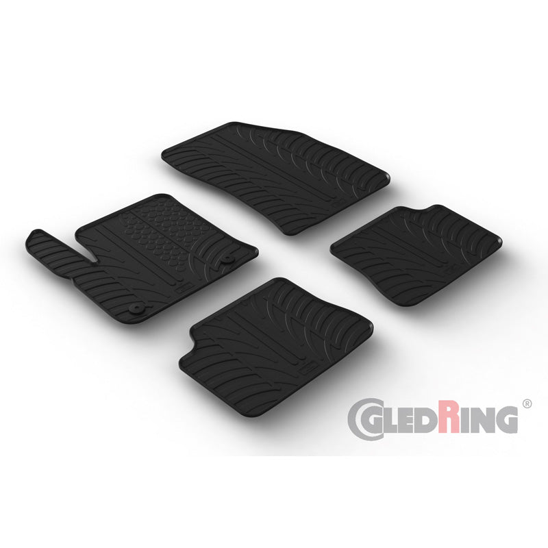 Gledring, tappetini in gomma, adatti a Peugeot e-208 II & Opel e-Corsa F 2019- / Mokka-e 2020- (profilo a T 4 pezzi + clip)