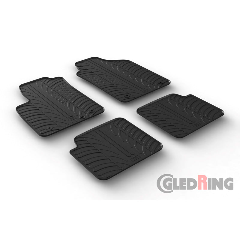 Gledring, tappetini in gomma, adatti a Fiat 500 2013-2019 & 2019- (profilo a T 4 pezzi)