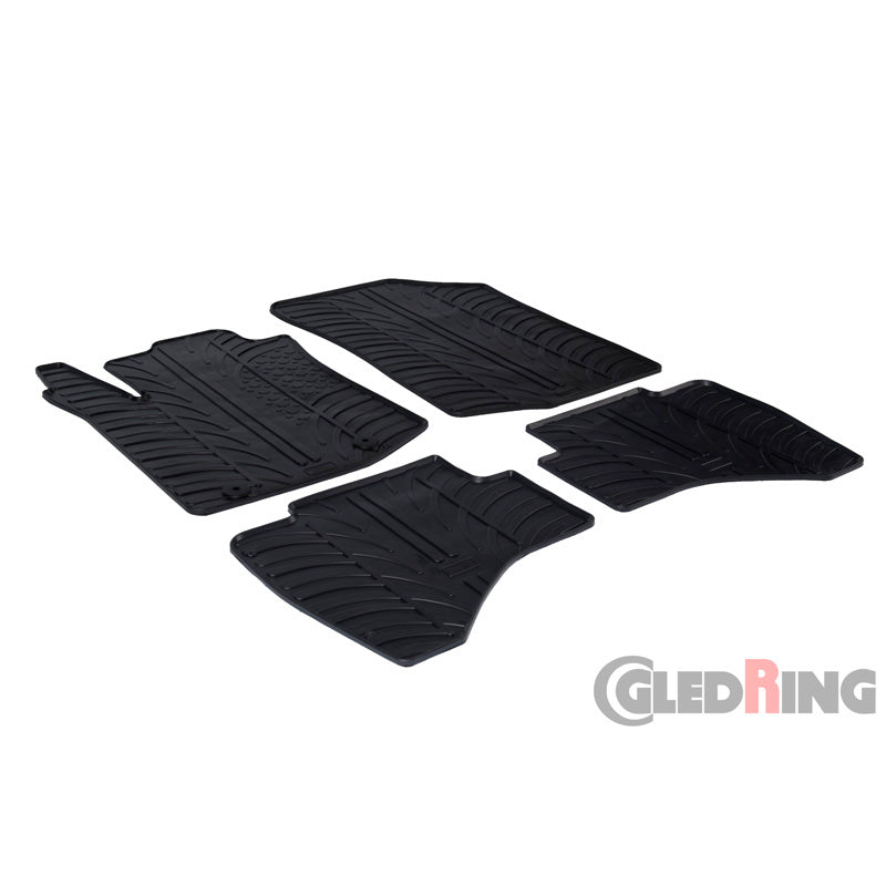 Gledring, tappetini in gomma, adatti a Peugeot 108 & Citroën C1 2014- (profilo a T 4 pezzi + clip)