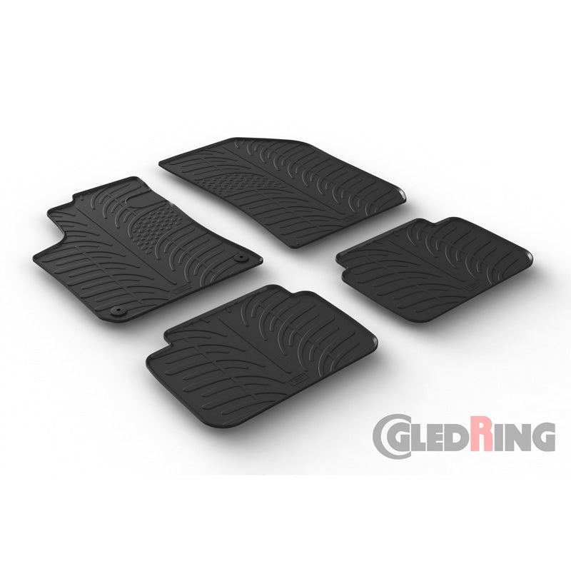Gledring, tappetini in gomma, compatibili con Peugeot 308 SW 2013-2021 (profilo a T 4 pezzi + clip)