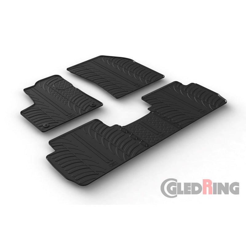 Gledring, tappetini in gomma, adatti a Peugeot 5008 5/2017- (profilo a T 5 pezzi + clip)