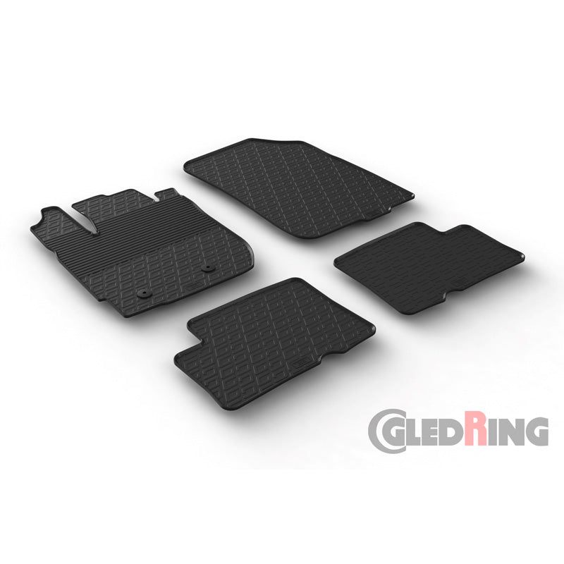 Gledring, rubber floor mats, fits Dacia Duster 2015-2018 (G profile 4-piece + clips)