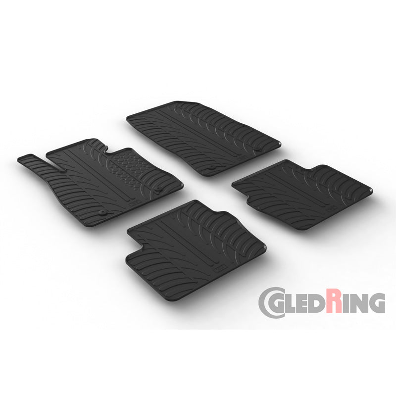 Gledring, Rubber mats, fits Mazda 2 11/2014- (T profile 4 pieces + clips)