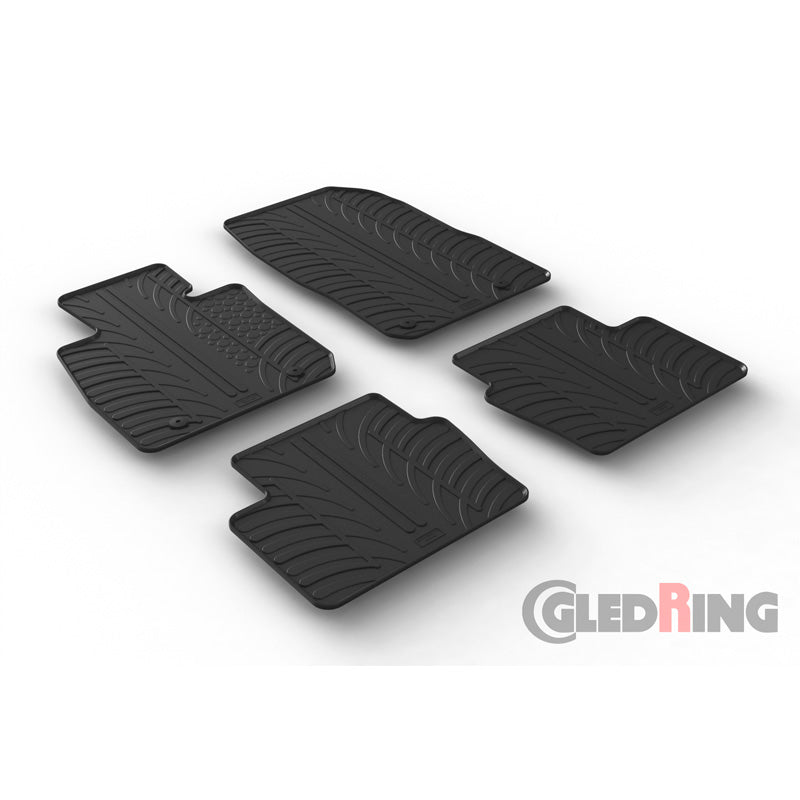 Gledring, tapis en caoutchouc, adaptés à Mazda CX-3 2015- (profil T 4 pièces + clips)