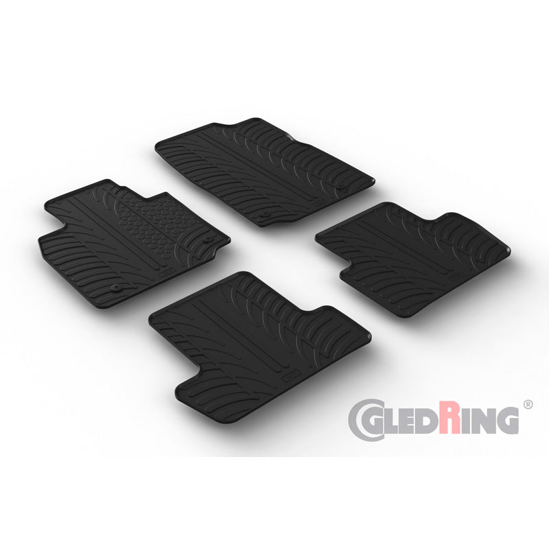 Gledring, tappetini in gomma, adatti a Mazda MX-30 (DR) 2020- (profilo a T, 4 pezzi + clip)