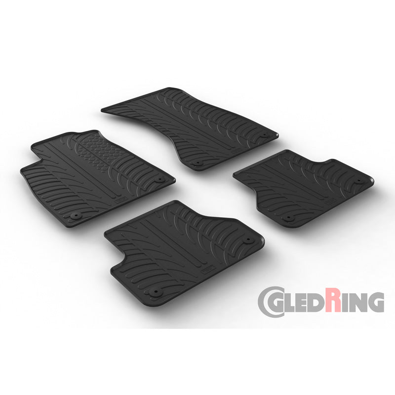 Gledring, gumowe dywaniki, pasuje do Audi A4 2015-2021 & FL 2021- (profil T 4 elementy + klipsy)