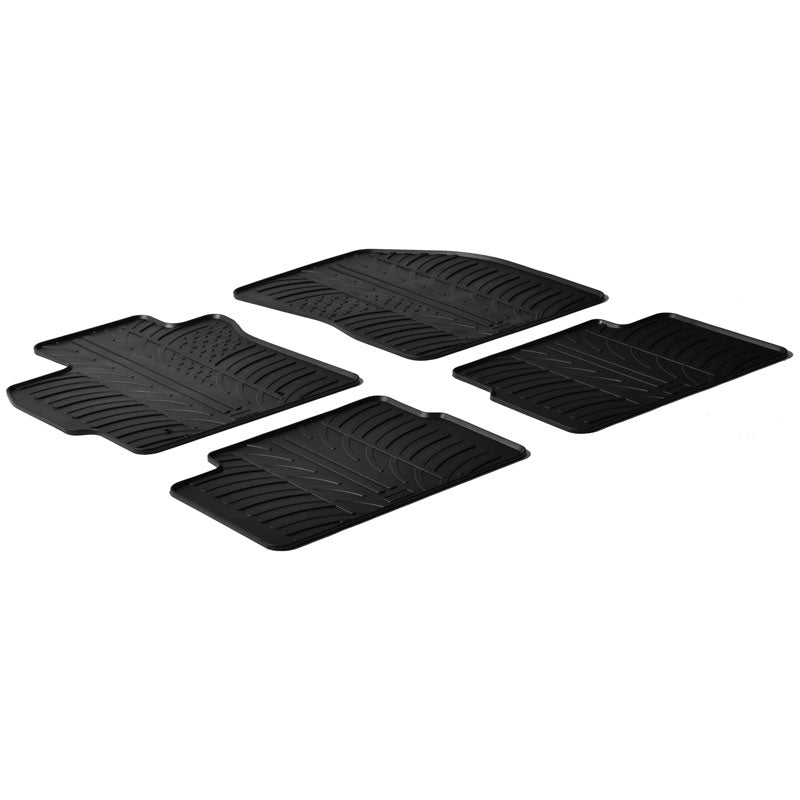 Gledring, alfombrillas de goma, aptas para Toyota Auris 2007- (perfil en T, 4 piezas + clips)