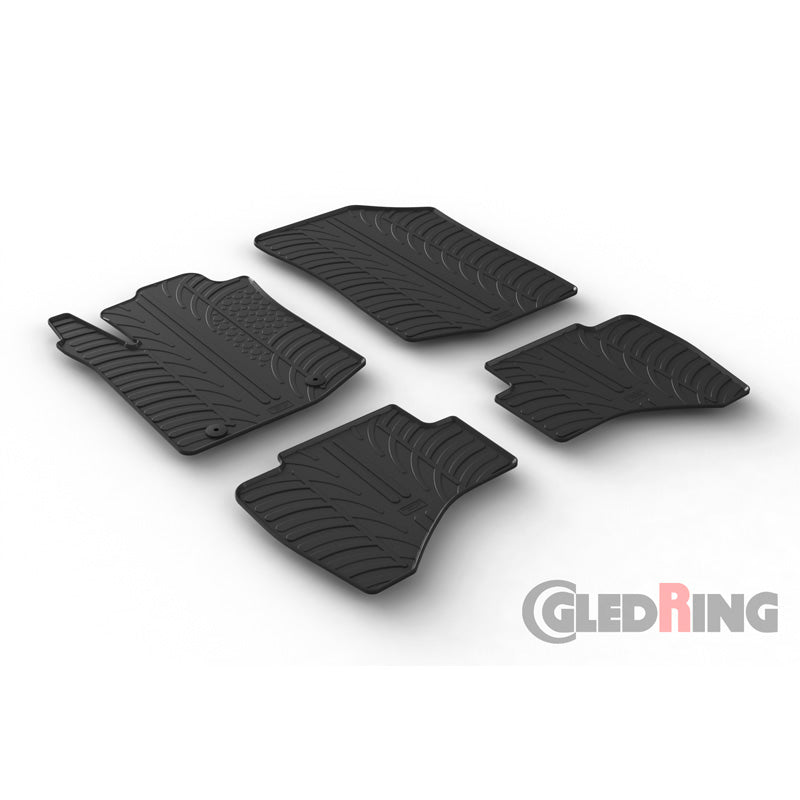 Gledring, tappetini in gomma, adatti a Toyota Aygo 2014-2022 (profilo T 4 pezzi + clip)