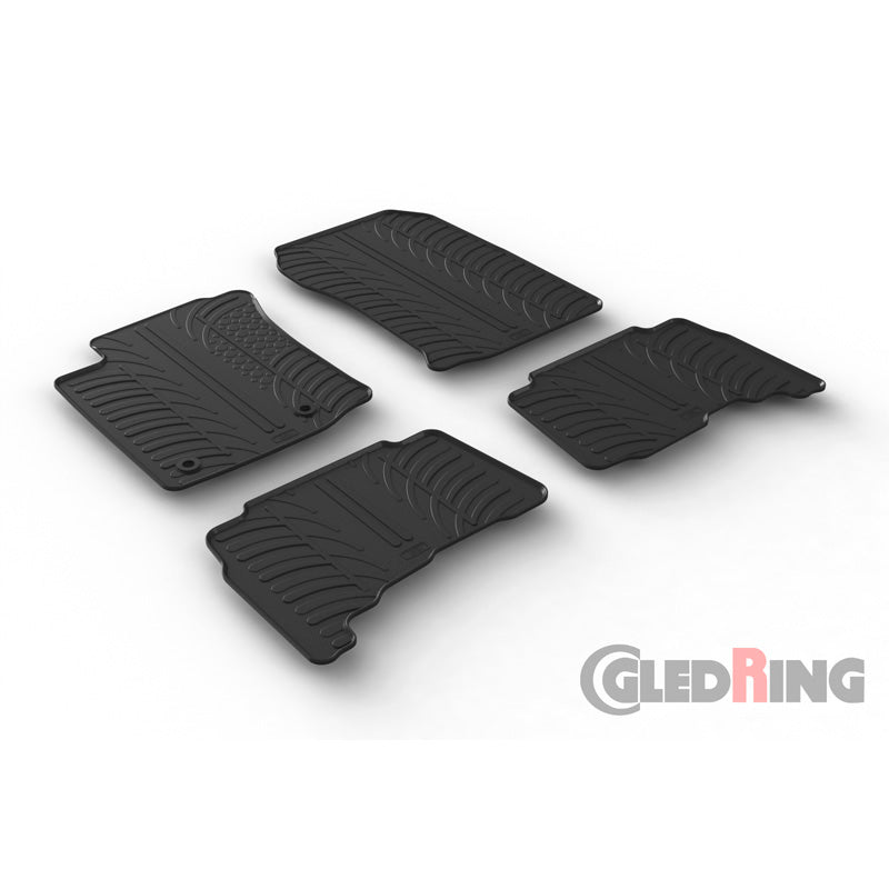 Gledring, Rubber mats, fits Toyota Landcruiser Automatic 2013- (T profile 4 pieces + clips)