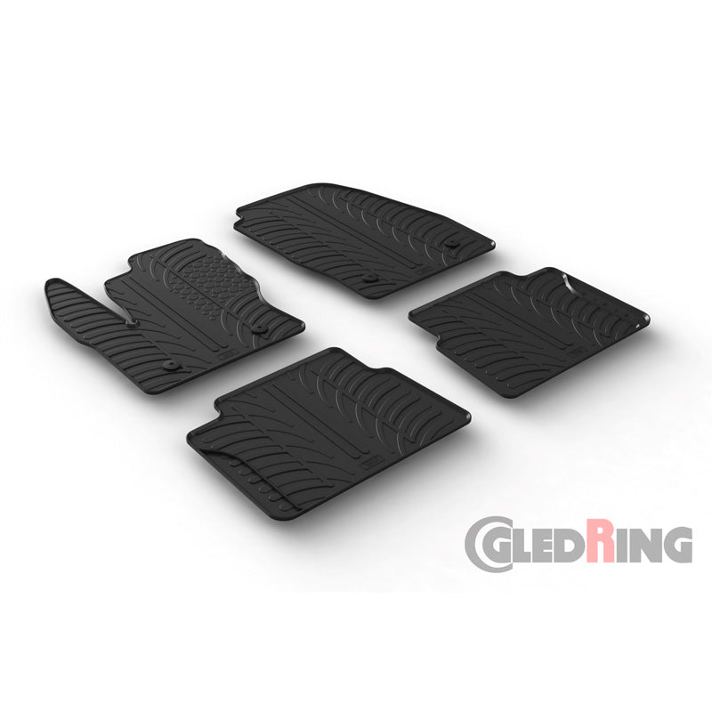 Gledring, alfombrillas de goma, aptas para Ford Transit Connect Kombi Furgon (L1/L2) 2014-2022 (perfil T 4 piezas + clips)