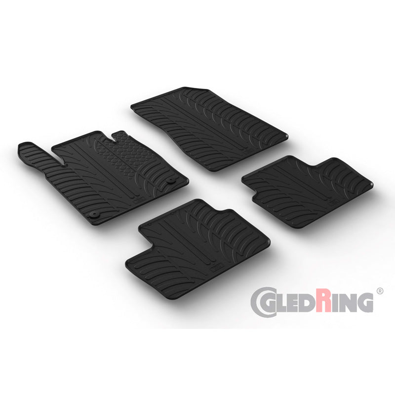 Gledring, Alfombrillas de goma, se adapta a Nissan Juke II 2019- (perfil T 4 piezas + clips)