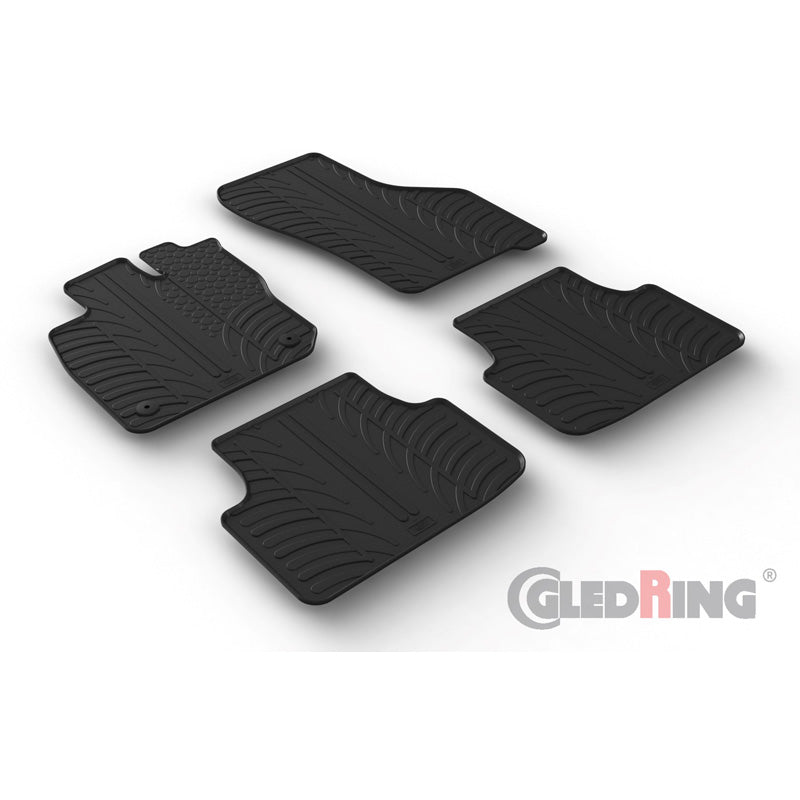 Gledring, tappetini in gomma, adatti a Seat (+Cupra) Leon IV HB 5 porte & ST Sportstourer 2020- (profilo a T 4 pezzi + clip)