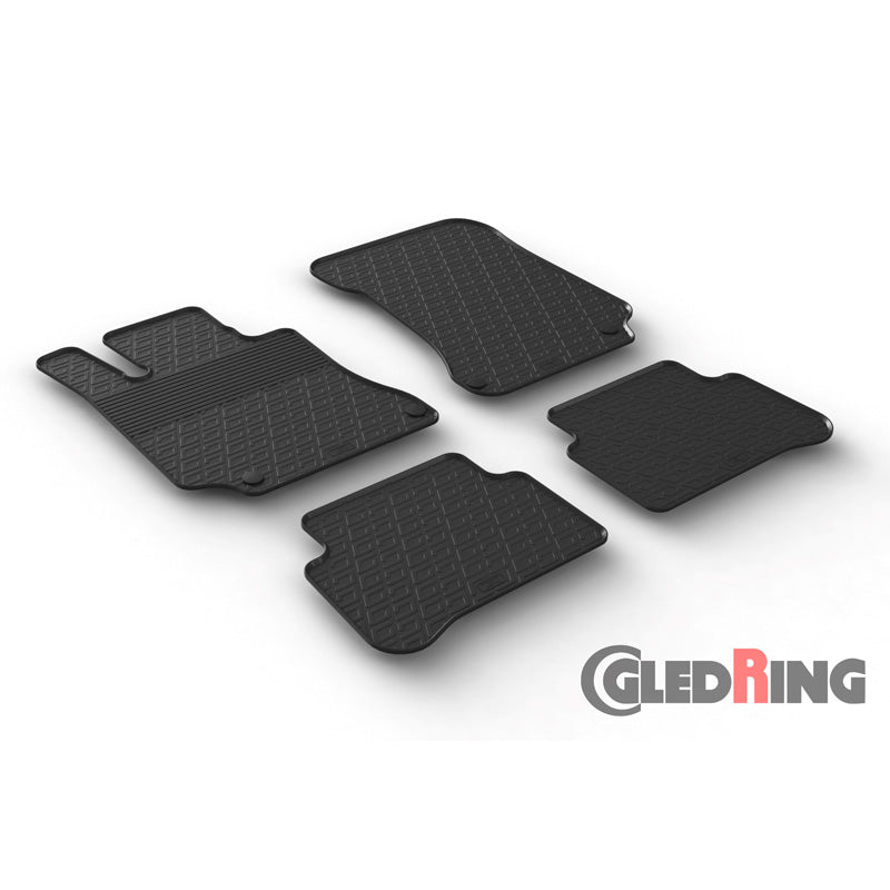 Gledring, Gummimåtter, passer til Mercedes E-Class W212 2014- (G profile 4-dele + klips)