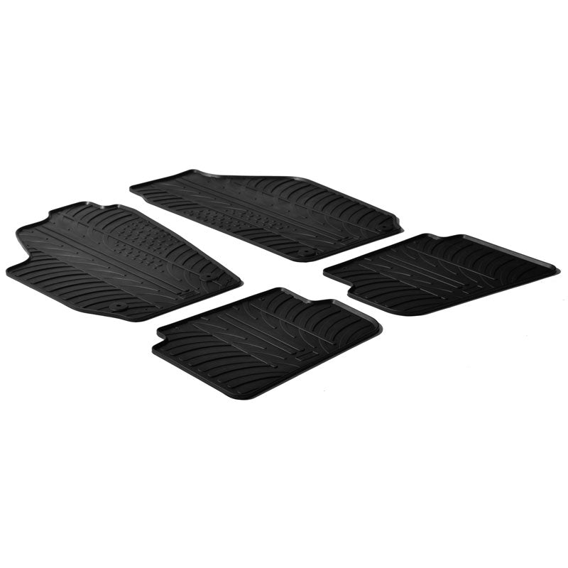 Gledring, Tappetini in gomma, adatte a Skoda Fabia II 2007-2014 (profilo a T, 4 pezzi + clip)