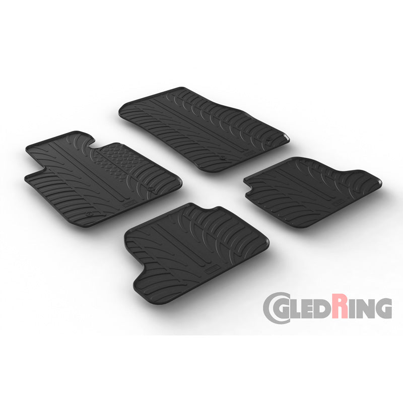 Gledring, Rubber floor mats, Fits BMW 2-Series F22 Coupé 2013- (T profile 4-piece + clips)