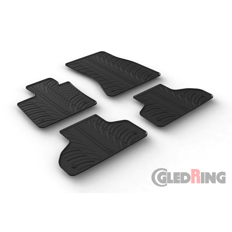 Gledring, alfombrillas de goma, se adapta a BMW X5 (F15) 2013-2018 (perfil T 4 piezas + clips)