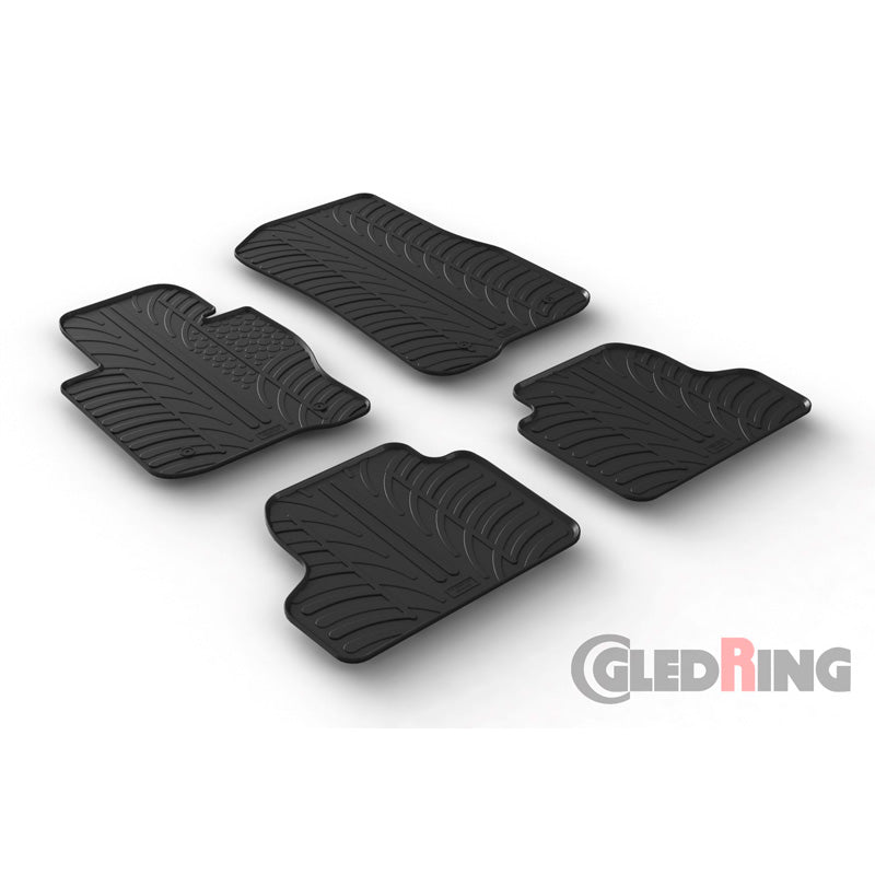 Gledring, Rubber floor mats, Fits BMW 4 Series F32 automatic 2013-2020 (T profile 4-piece + clips)