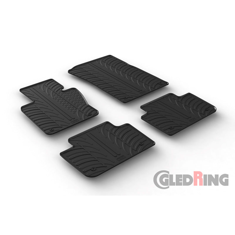 Gledring, rubbermatten, geschikt voor BMW X3 2004-2010 (T-profiel 4-delig + clips)