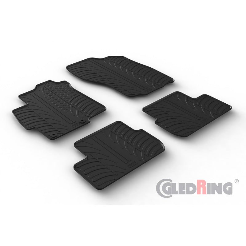 Gledring, tapis en caoutchouc, compatibles avec Mitsubishi Lancer VIII Sedan 2008-2017 (profil T 4 pièces + clips)