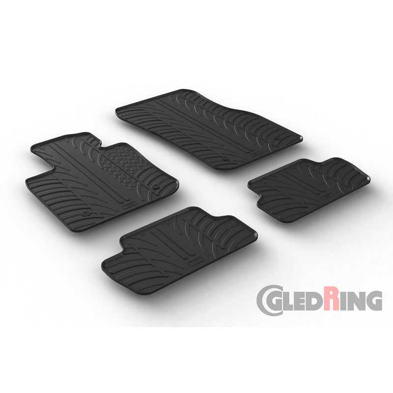 Gledring, Tappetini in gomma, adatte a Mini F56 3-doors 2014- (profilo a T, 4 pezzi + clip)