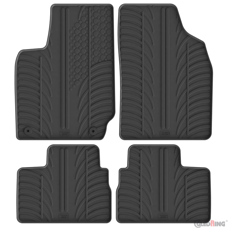 Gledring, set di tappetini in gomma, profilo a T, 4 pezzi + clip, adatte a Leapmotor T03 (2024-)