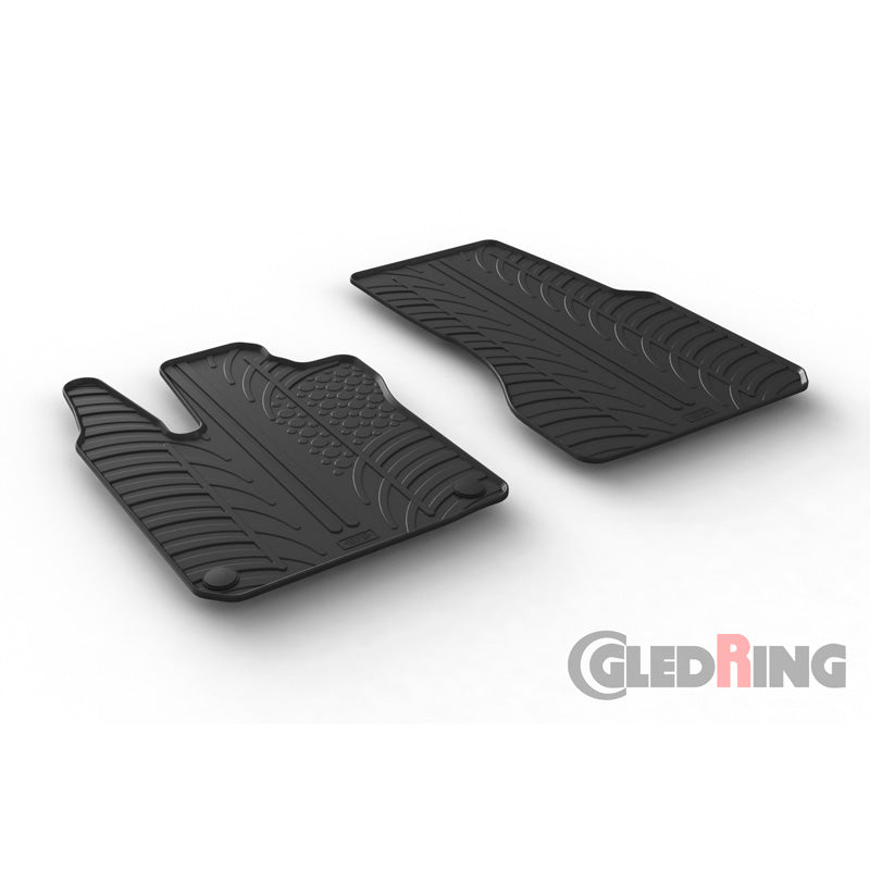 Gledring, Rubber floor mats, fits Smart ForTwo 453 2014- (T profile 2-piece + clips)