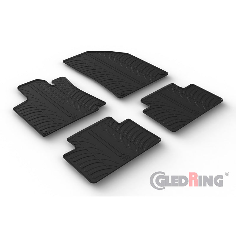 Gledring, rubbermatten, T-profiel met hoge randen, past op Geely CoolRay 2018-, 4 delen + montageclips
