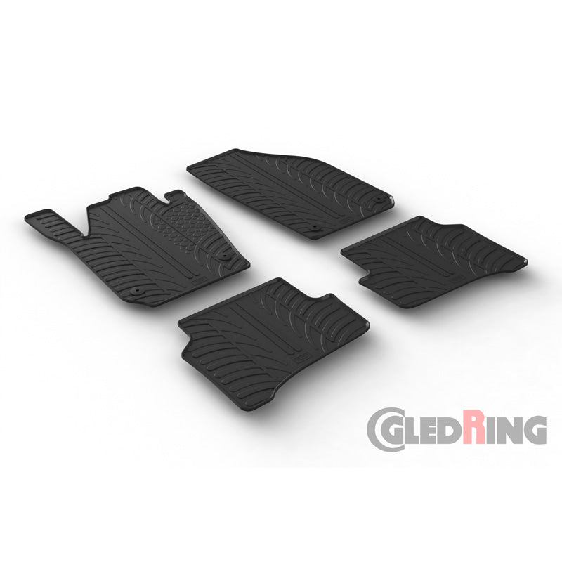 Gledring, alfombrillas de goma, para Skoda Fabia 2014-2021 (perfil T, 4 piezas + clips)