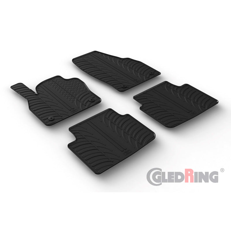 Gledring, rubbermatten, geschikt voor Skoda Kamiq 9/2019- (T-profiel 4-delig + clips)