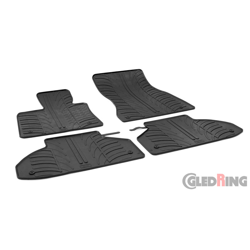 Gledring, Rubber floor mats, Fits BMW X6 (F16) 2014-2019 (T profile 4 pieces + clips)