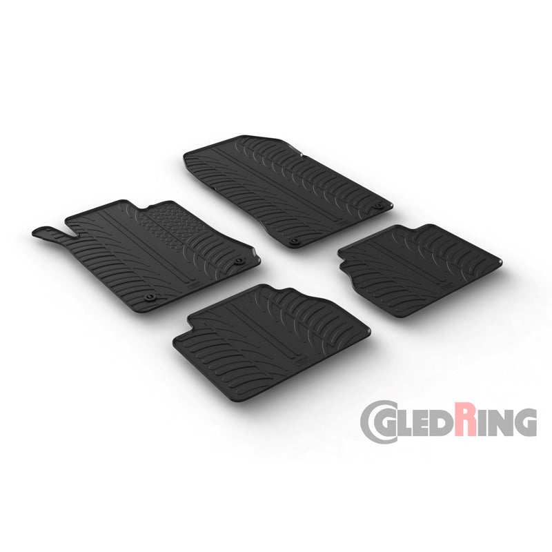 Gledring, Rubber floor mats, Fits Mercedes E-Class W210 1995-2003 (T profile 4 pieces + clips)