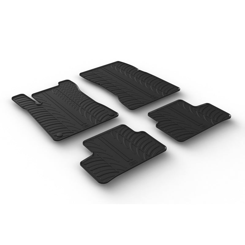 Gledring, tappetini in gomma, adatti a Mercedes A-Class W177 5/2018- & B-Class W247 2/2019- & GLA H247 2020- (profilo a T 4 pezzi + clip)