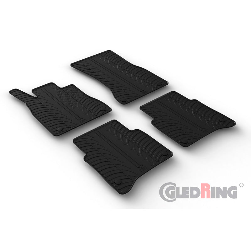 Gledring, tappetini in gomma, compatibili con Mercedes S-Class V223 LWB 9/2020- (profilo a T 4 pezzi + clip)