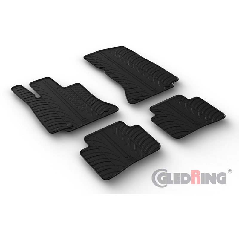 Gledring, Tappetini in gomma, adatti a Mercedes C-Class W206 2021- (profilo T 4 pezzi + clip)