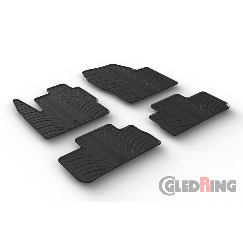 Gledring, tappetini in gomma, compatibili con Landrover Freelander II 2007- (profilo a T 4 pezzi + clip)