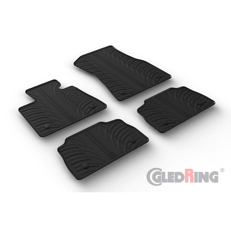 Gledring, tappetini in gomma, compatibili con BMW X6 (G06) 2019- (profilo a T 4 pezzi + clip)
