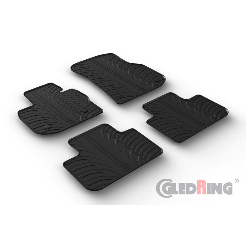 Gledring, Rubber Floor Mats, Fits BMW X4 (G02) 2018- (T profile 4-piece + clips)